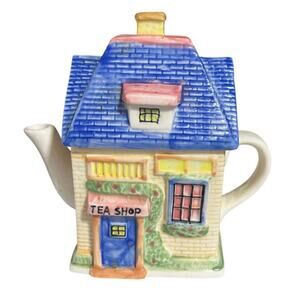 Vintage "Tea Shop" Cottage Teapot | Figural House Ceramic Pot